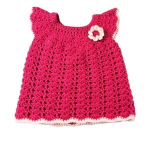 Handmade Pink Crocheted Baby Dress